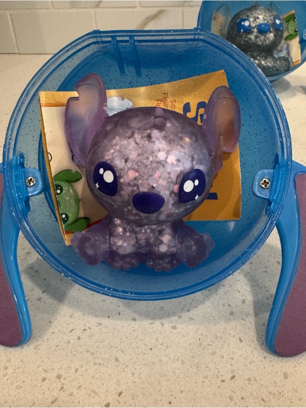 Disney Stitch Angel Squishy Figure Glitter Filled Mystery Stitch Ball Purple
